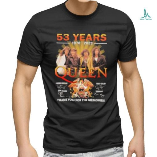 Queen band 53 years 1970 2023 thank you for the memories shirt