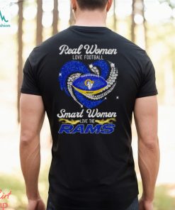 Real Women Love Football Smart Women Love Los Angeles Rams Heart Diamond  2023 Shirt - Limotees