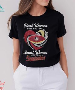 Real Women Love Football Smart Women Love The Florida State Seminoles Diamond Heart 2023 Shirt