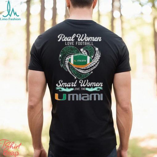 Real Women Love Football Smart Women Love Umiami Hurricanes Heart Diamond 2023 Shirt