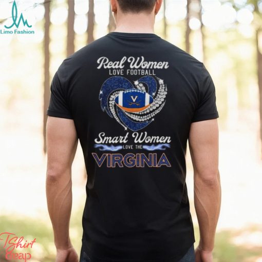 Real Women Love Football Smart Women Love Virginia Cavaliers Heart Diamond 2023 Shirt