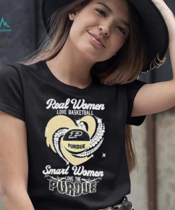 Real women love basketball smart women love the purdue boilermaker heart diamond T shirts
