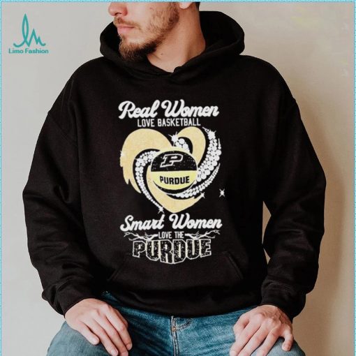 Real women love basketball smart women love the purdue boilermaker heart diamond T shirts