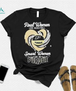 Real women love basketball smart women love the purdue boilermaker heart diamond T shirts