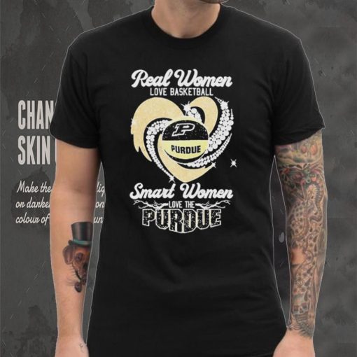 Real women love basketball smart women love the purdue boilermaker heart diamond T shirts