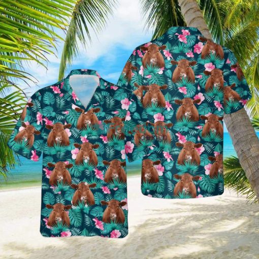 Red Angus Blue Floral Summer 3D Hawaiian Shirt