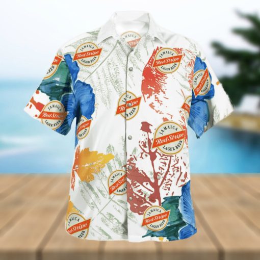 Red Stripe Beer Hawaiian Shirt Summer Gift