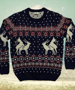 Reindeer Funny Ugly Christmas Sweater Navy