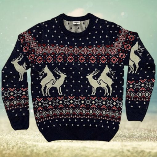 Reindeer Funny Ugly Christmas Sweater Navy