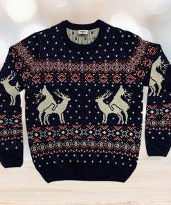 Reindeer Funny Ugly Christmas Sweater Navy