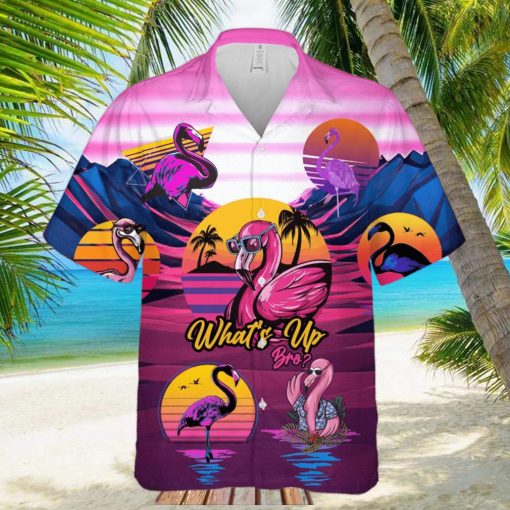 Retro Flamingo What’s Up Bro Tropical Hawaiian Shirt Summer Gift For Men And Women D0ELFsyuq