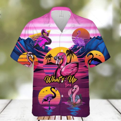 Retro Flamingo What’s Up Bro Tropical Hawaiian Shirt Summer Gift For Men And Women D0ELFsyuq