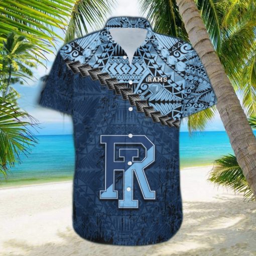 Rhode Island Rams 3D Hawaiian Shirt Grunge Polynesian TattooNCAA Summer Beach hawaiian shirt