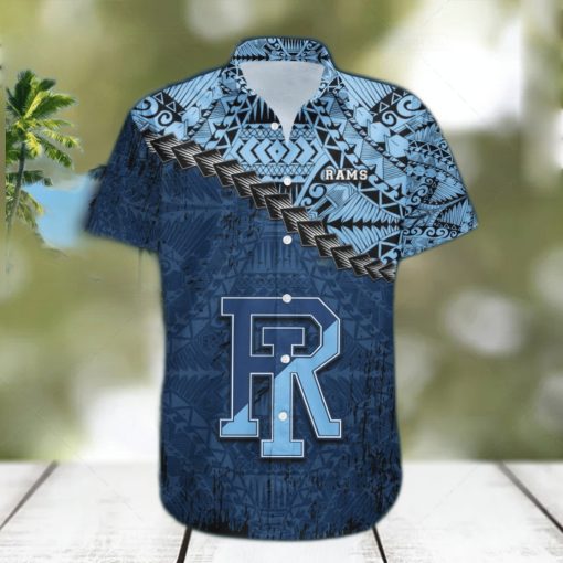 Rhode Island Rams 3D Hawaiian Shirt Grunge Polynesian TattooNCAA Summer Beach hawaiian shirt