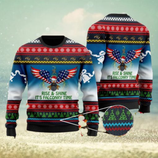 Rise And Shine It’s Falconry Time Vermont Eagle Christmas Xmas Sweater