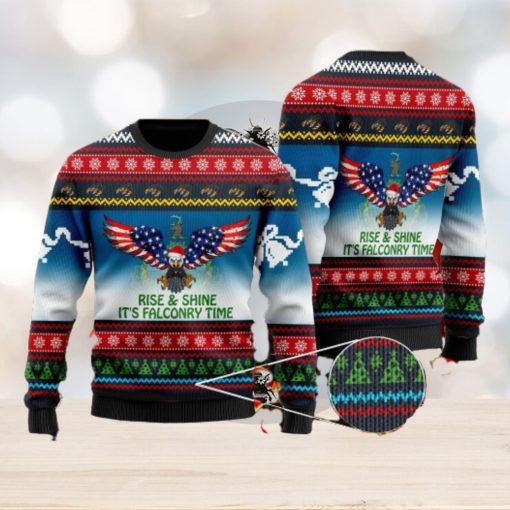 Rise And Shine It’s Falconry Time Vermont Eagle Christmas Xmas Sweater