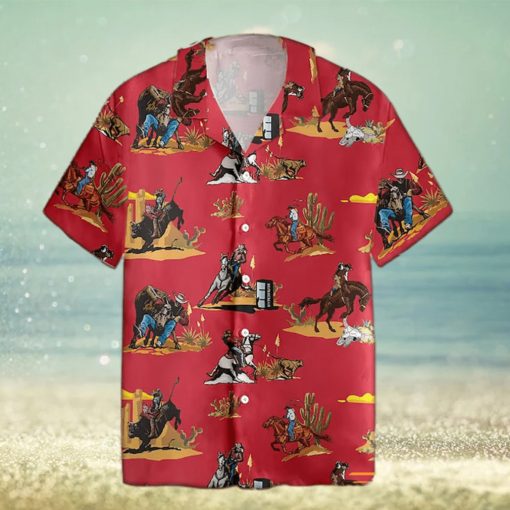 Rodeo Pattern Horse Racing Hawaiian Shirt