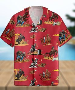 Rodeo Pattern Horse Racing Hawaiian Shirt