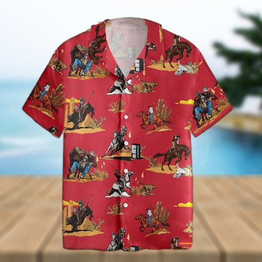 Rodeo Pattern Horse Racing Hawaiian Shirt