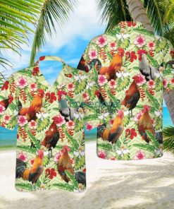 Rooster Hibicus Floral 3D Hawaiian Shirt