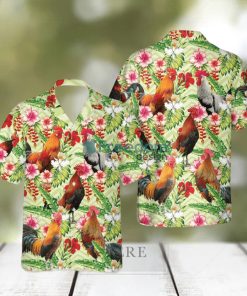 Rooster Hibicus Floral 3D Hawaiian Shirt