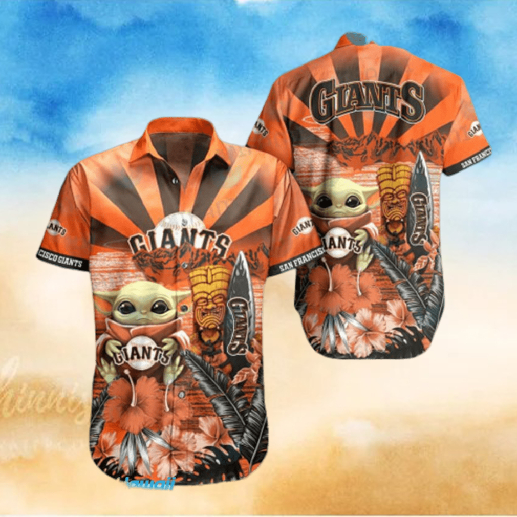 SF Giants Hawaiian Shirt Baby Yoda Tiki Mask San Francisco Giants Gift  49ers Hawaiian Shirt Aloha Shirt - Limotees