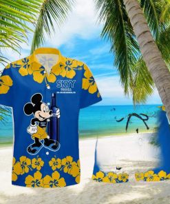 SKYY Vodka Mickey Mouse Hibicus Flower Gift Hawaiian Set Shirt