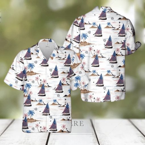 Sailboat Usa 4th Of July Hawaiian Shirt