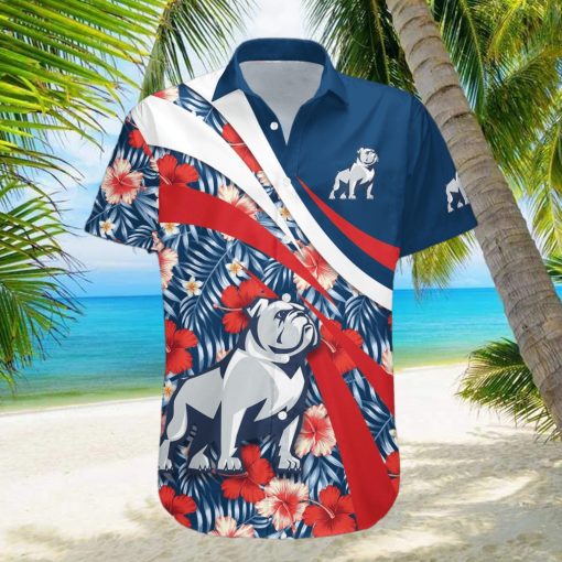 Samford Bulldogs 3D Hawaiian Shirt Hibiscus Sport Style NCAA Summer Beach hawaiian shirt