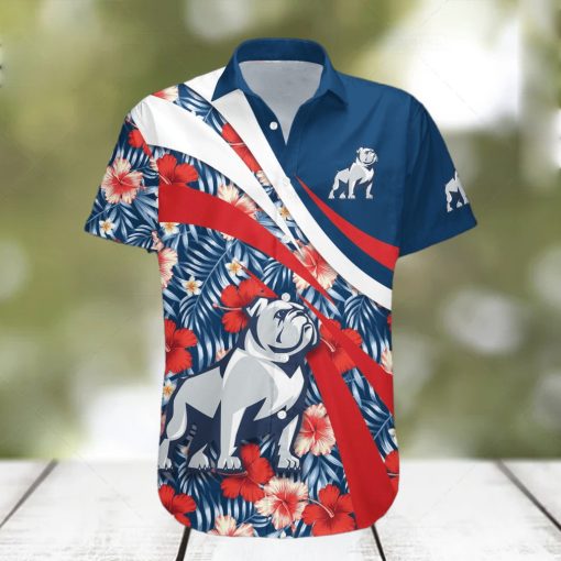 Samford Bulldogs 3D Hawaiian Shirt Hibiscus Sport Style NCAA Summer Beach hawaiian shirt