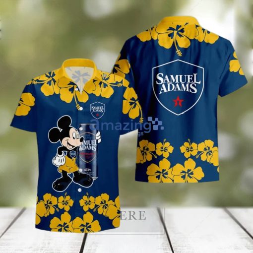 Samuel Adams Funny Mickey Mouse Hibicus Flower Hawaiian Shirt