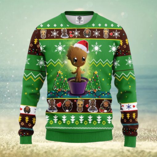 Santa Baby Groot Merry Xmas Gift AOP Print Christmas Ugly Sweater For Men Women