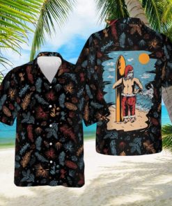 Santa Beach Pattern Hawaiian Shirt Merry Christmas Button Down Shirt Gift For Guys