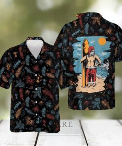 Santa Beach Pattern Hawaiian Shirt Merry Christmas Button Down Shirt Gift For Guys