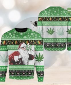 Santa Cannabis Plants Ugly Christmas Sweater Gift Man Women Kid