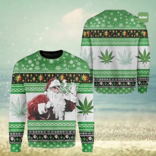 Santa Cannabis Plants Ugly Christmas Sweater Gift Man Women Kid