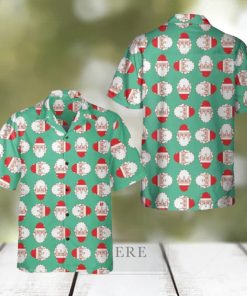 Santa Claus Face Pattern Hawaii Shirt Cute Adorable Christmas Hawaiian Shirt Men Women