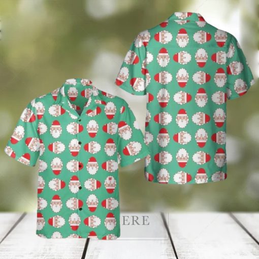 Santa Claus Face Pattern Hawaii Shirt Cute Adorable Christmas Hawaiian Shirt Men Women