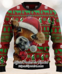 Santa Hat Cow Xmas Ugly Christmas Sweater