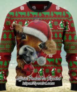 Santa Hat Cow Xmas Ugly Christmas Sweater