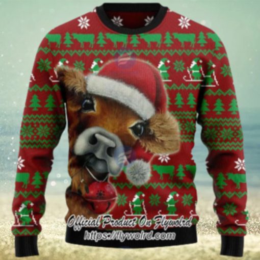 Santa Hat Cow Xmas Ugly Christmas Sweater