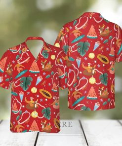 Santa Surfing Pattern Hawaiian Shirt  Christmas Ideas Red Button Up Shirt  Summer Themed Gifts