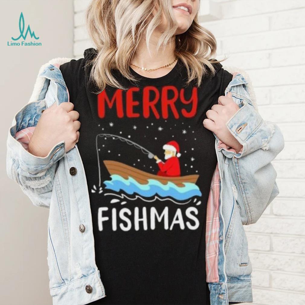 Santa fishing Merry Fishmas Christmas T shirt - Limotees