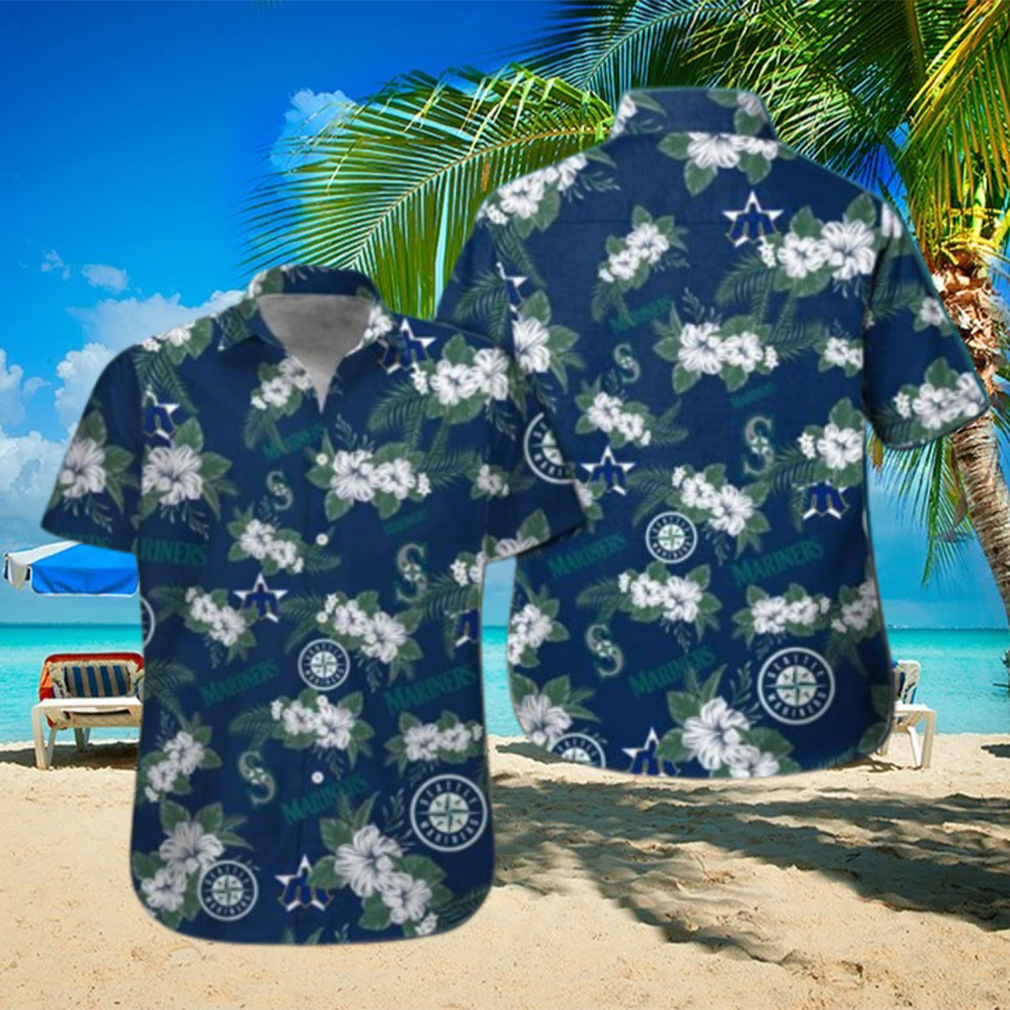 Seattle Mariners Hawaiian Shirt Tropical Flower Pattern All Over