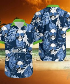 Seattle Seahawks Coconut Leaves And Skulls Hawaiian Shirt