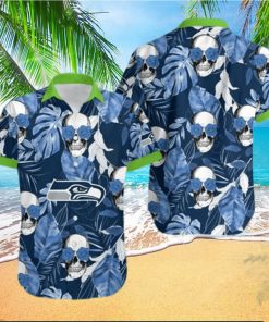 Seattle Seahawks Coconut Leaves And Skulls Hawaiian Shirt