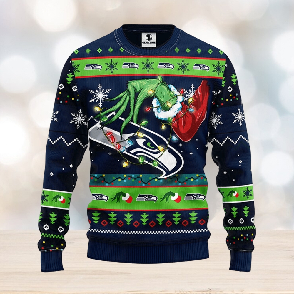 Seattle Seahawks Grinch Christmas Ugly Sweater - Limotees