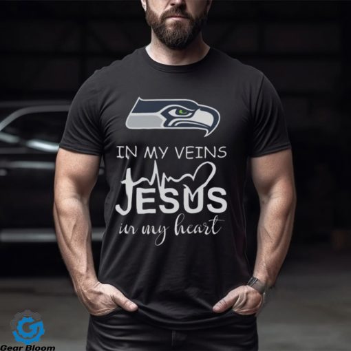 Seattle Seahawks Logo 2023 In My Veins Jesus In My Heart shirt