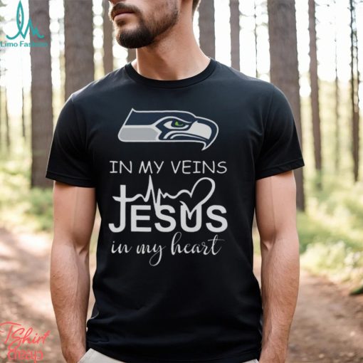 Seattle Seahawks Logo 2023 In My Veins Jesus In My Heart shirt