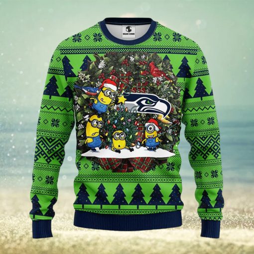 Seattle Seahawks Minion Christmas Ugly Sweater